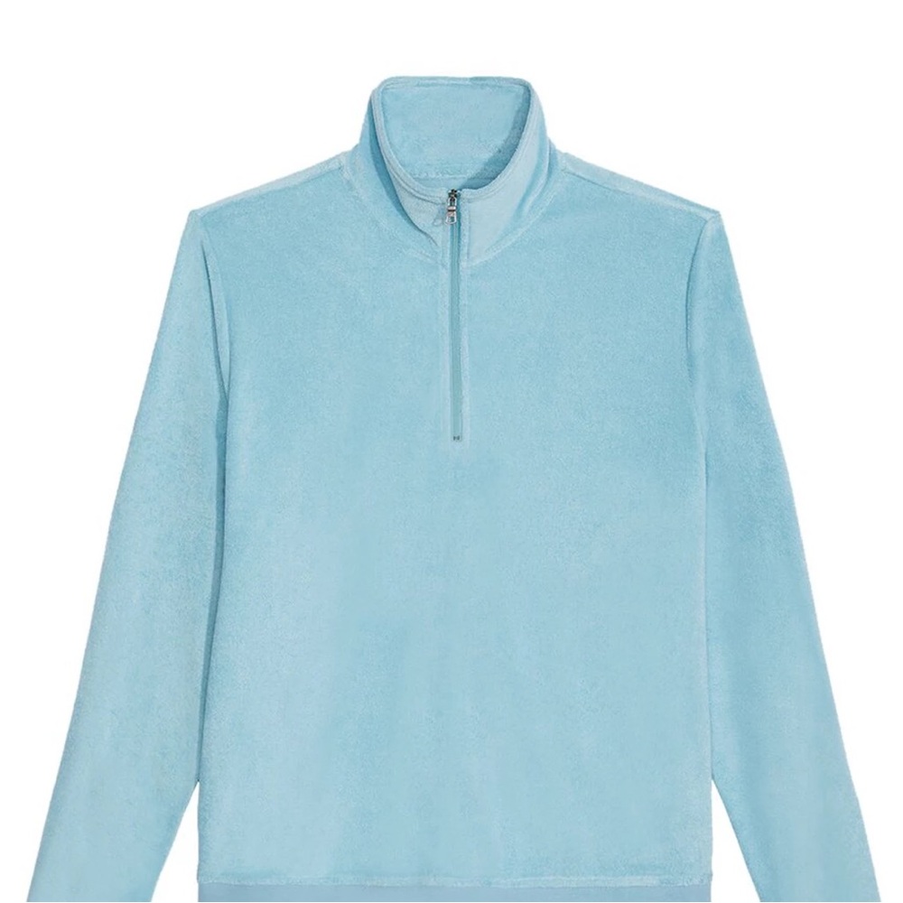 Onia Long Sleeve Towel Terry Pullover Hazy Cloud Size S
